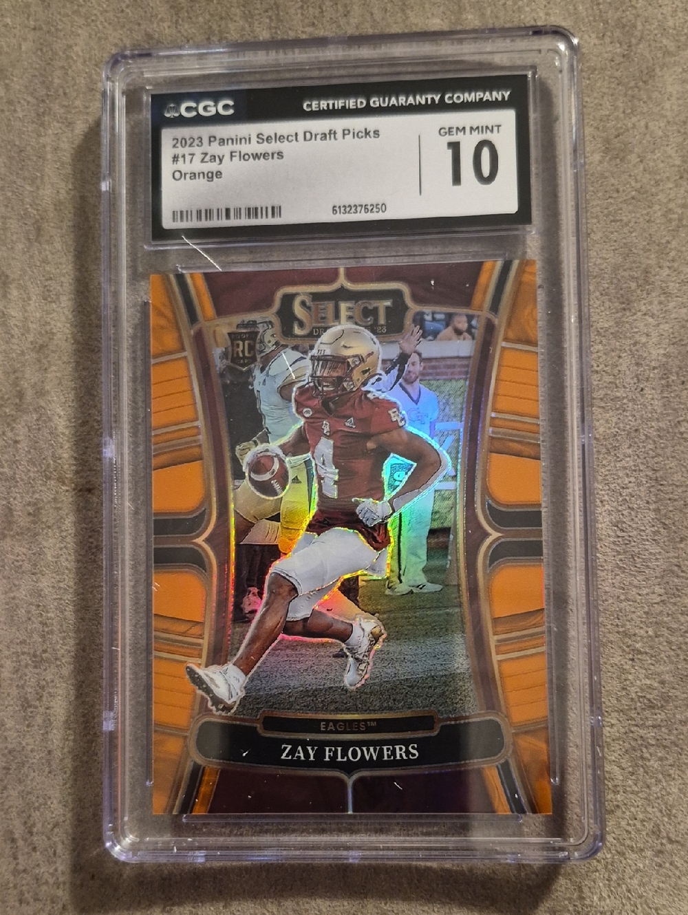 CGC Graded Orange Panini Select Zay Flowers Rookie Card - Gem Mint 10